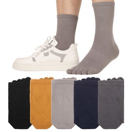 XKAOPUTE 5-Toe Socks Men's Solid Five-Toe Socks Cotton Socks 5-Toe Deodorant Breathable Sweat Absorbent Odor Neutralizing No Sweating No Slipping Casual Sports Business Five-Toe Socks for Spring