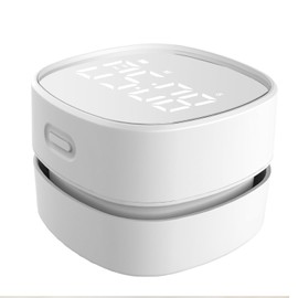 ODISTAR Counter Vacuum Cleaner,Mini Table dust Sweeper Energy with Digital Timer,Endurance up to 400 mins,360º Rotatable for Cleaning Rubber shavings,Crumbs Keyboard of Gifts for Kids(White)