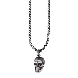 cai 132250567-60 Men's Pendant with Chain Skull 925 Sterling Silver 60 cm Matt without Stone White, Sterling Silver, None