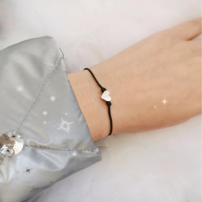 JITNGA Selfmade Jewellery Bracelet Women's Heart Silver Handmade Macrame Bracelet