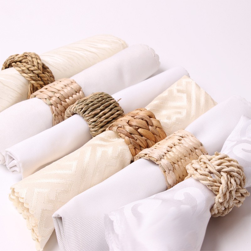 Natural Bamboo Straw Napkin Buckle Twine Napkin Corn Husk Napkin
