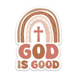 God is Good Sticker Cross Christian Faith Bible Verse Sticker Rainbow Jesus Worship Religious Scripture Waterproof Vinyl Stickers for Water Bottle Laptop Tumbler Journal Decals Gifts for Women Men