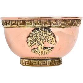 Tree of Life Copper Offering Bowl 3", Great for Altar use, Ritual use, Incense Burner, smudging Bowl, Decoration Bowl, offering Bowl - New Age Imports, Inc. (Tree of Life)