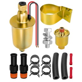 Upgraded 6 Volt Universal Electric Fuel Pump with Installation Kit, Fuel Pump Fit for Carbureted E8011 SP1124, 5-8 PSI 5/16 Inlet & Outlet Intank, Inline Type Electric Fuel Transfer Pump