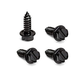 Black License Plate Screws,Rustproof Black License Plate Screws for Securing License Plates, Frames and Covers on Cars and Trucks -Set of 4 (Black Zinc Plated)