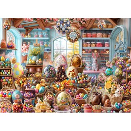 Easter Shop Jigsaw Puzzle 1000 Piece by Vermont Christmas Company - Easter Puzzles with Randomly Shaped Pieces - 26 5/8" x 19 1/4"