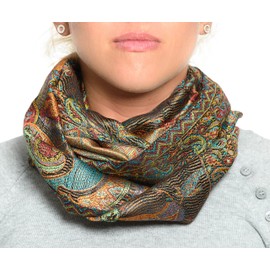 Ufash Pashmina 100% Silk Scarf from India for Men and Women Paisley Pattern 160 x 35 cm Pure Silk Scarf Various Designs - 160x35