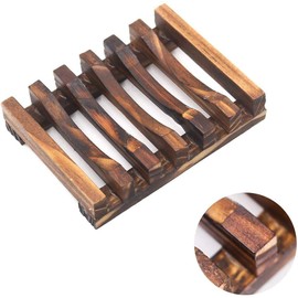 Voarge Pack of 2 Soap Dish Wooden Shower Natural Bamboo Soap Box Soap Box for Soap Scrubber Sponges Shower Rectangular Sink Draining Board Hand Craft for Soap