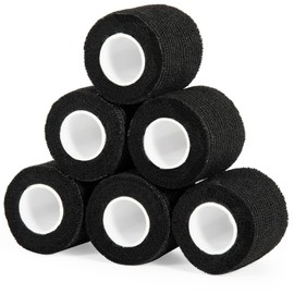 Sagafly Haftbandage Verband Selbstklebender 5cm x 4,5m, Fixierbinde Selbsthaftend Koh?sive Bandage f??r Erste Hilfe Dog Tierarztwickelband Sport Elastische Binde f??r Handgelenk, F???e (Schwarz, 6 Rollen)
