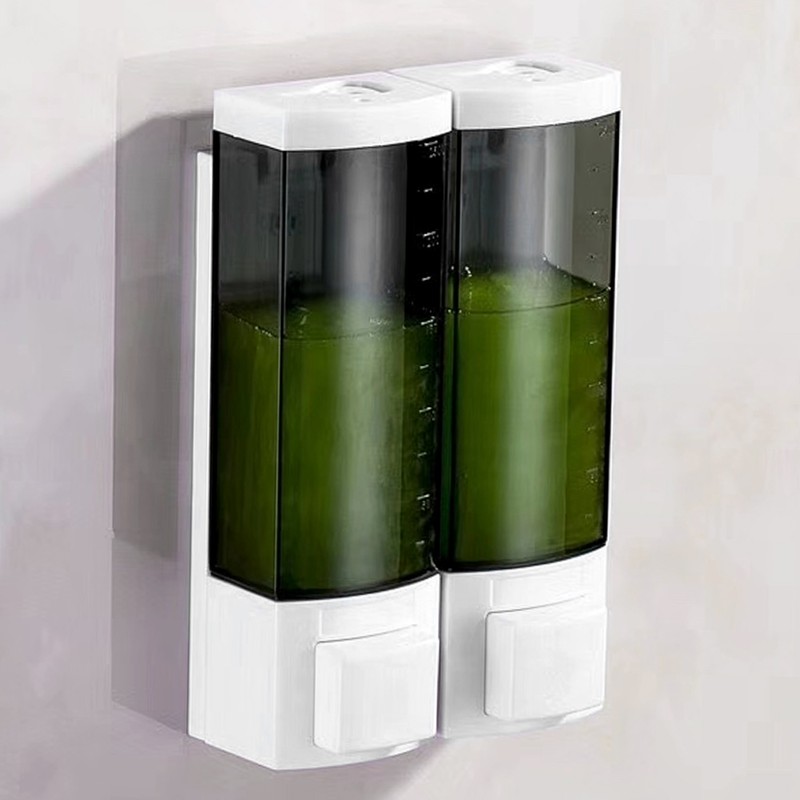 Dual Head Liquid Soap Dispenser Wall Mount Shampoo Dispenser for