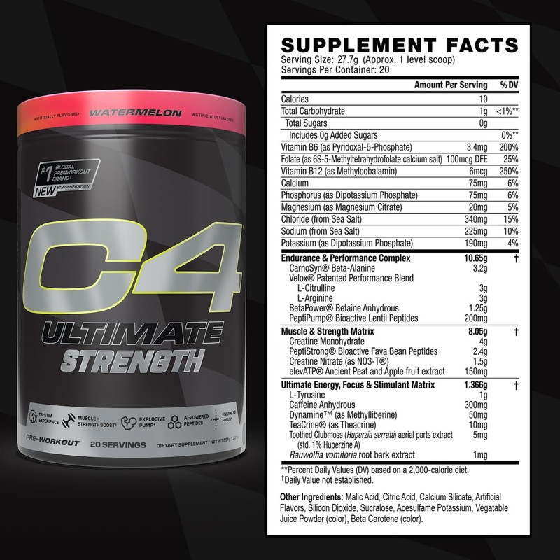 Cellucor C4 Ultimate Strength Pre Workout Powder - Tri-Stim Experience