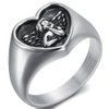 Jude Jewelers Stainless Steel Heart Shaped Signet Style Angel Pattern