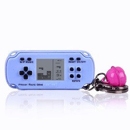 CZT Mini Brick Console Creative Keyring Retro Block Console Backpack Hanging Jewellery with 26 Games for Leisure and Puzzle Children's Gifts Portable Pocket Game Console (Blue)