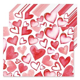 Juego de 50 manteles individuales de papel para el día de San Valentín, diseño de corazón rojo y rosa, juego de vajilla desechables para decoración de aniversario de boda