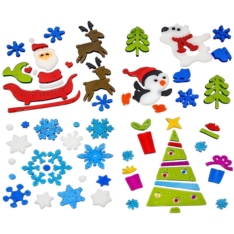 16 Sheets Christmas Window Stickers, Christmas Gel Clings