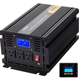 VEVOR Power Inverter, 2000W Modified Sine Wave Inverter, DC 12V to AC 120V Car Converter, with LCD Display, Remote Controller, LED Indicator, AC Outlets Inverter for Truck RV Car Boat Travel Camping