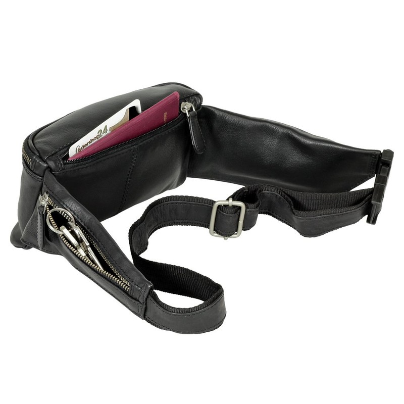 Branco Bum Bag Genuine Leather Black, black