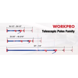 WORKPRO Cabinet Jack Support Pole 23-3/5" to 45-3/10" Steel Telescopic 2-Pack