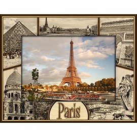 Saddle Mountain Souvenir Paris France Laser Engraved Wood Picture Frame Landscape (5 x 7)