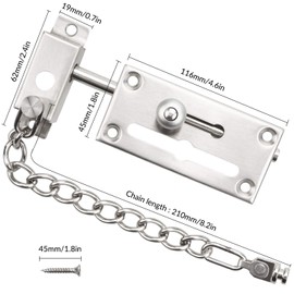 YEYIT Security Door Chain Lock Latch Anti-Theft Security Lock Chain, Stainless Steel Slide Rail Chain Lock, Inner Door Chain with Anti-Theft Chain Latch, for Family Hotel Apartment Bedroom