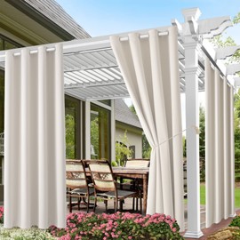 Waterproof Outdoor Curtain W52 x L63 - Grommet Top Sunlight Blocking Window Treatment Drapes Blackout Curtains for Home Bedroom Living Room Outdoor Patio Porch Pergola (Light Taupe, 2 Panels)