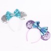 DRESHOW 2 Pack Mouse Ears Bow Headbands Glitter Party Decoration