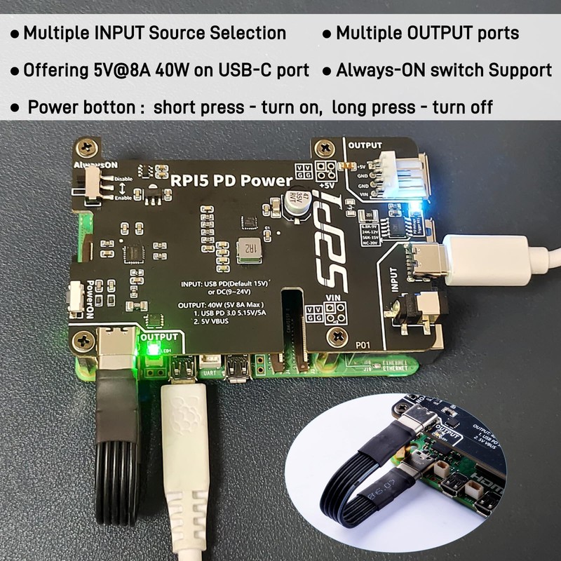 GeeekPi PD Power Expansion Board for Raspberry Pi 5 8GB