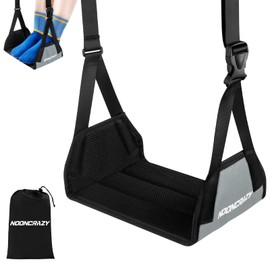 Airplane Foot Hammock, No Collapse Foot Rest for Plane Travel with Extended Adjustment Strap, Portable Desk Foot Hammock with Thickened Foam, Foot Sling Travel Essentials to Relax Your Feet(Gray)