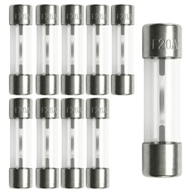 Microwave Fuse 20 Amp 250V 0.24 x 1.2 inches(6x30mm) Replacement Fuse for Microwave Oven Repair, Nickel-Plated Brass End Caps, Glass Tube, Pack of 10