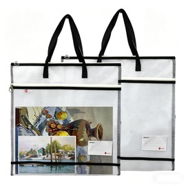 VKSG 2 Pack 16.5x17 Inch Art Portfolio Bags, Portfolio Folder for Artwork, Posters Storage Case with Zipper and Handle Mesh Folder Organizers for Poster Storage, Scrapbook(Black)