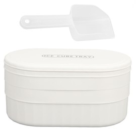 Ice Cube Tray 72 Cubes Storage Box Easy Press Large Capacity Food Grade with Lid for Home Bar Party White