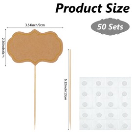 CREATCABIN 50Pcs Cheese Markers Charcuterie Boards Accessories Food Tags Buffet Labels Blank Toothpick Flags Brown Appetizer Signs Cupcake Toppers Picks for Party Birthday Wedding Decor 3.5x2.4Inch