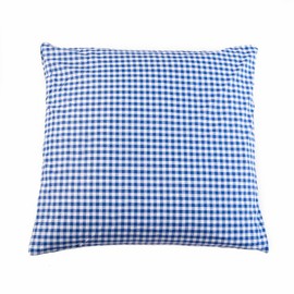 Country house cushion cover, 40 x 40 cm, blue checked 1 x 1 cm, cotton, woven-through zip fastener