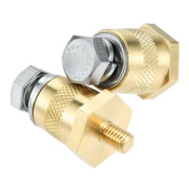 Aupoko Battery Terminal Connectors, Battery post terminals, For M6 Top or Side Terminal Charging Posts, Auto battery Terminal Brass Post Adapter, Stud Extender Screws, Stud Extender Extension (2 Pack)