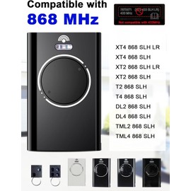 Effdrdfs Garage Door Opener, Handheld Transmitter, 868 MHz, Garage Door Remote Control, 2 Channels, Compatible with XT2 868 SLH LR, XT4 868 SLH LR, Rolling Code, Black, Pack of 2