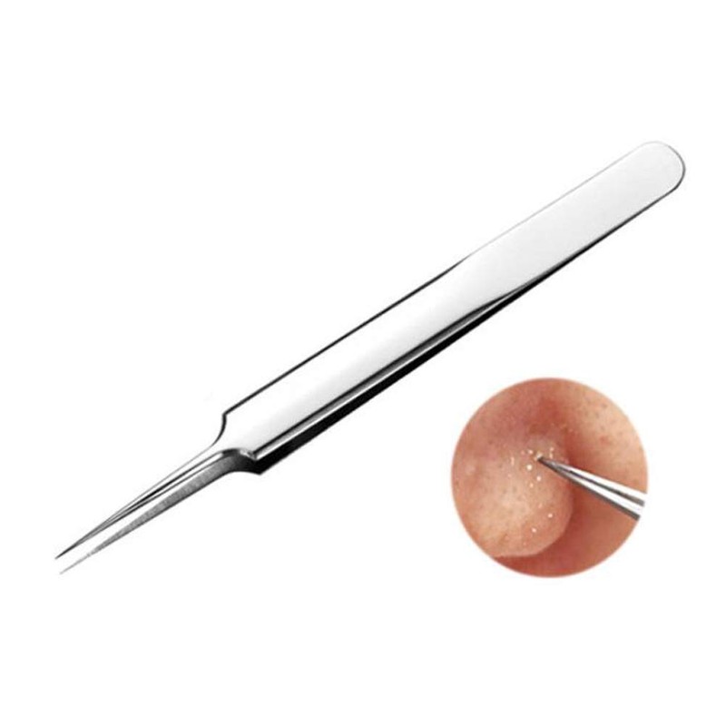 Blackhead Splinter Remover Tweezers Silver Professional Stainless Steel Blackheads Needle
