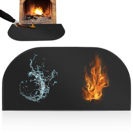 PRITOK Fireplace Floor Plate, Fireproof Underlay, Fire Protection Mat: 102 x 50 cm, Spark Protection Plate for Fireplace, Heat Protection Mat, Floor Protection Mat, Semicircular Stove Mat for