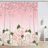 LKFBSC Pink Rose Shower Curtains,Lover Shower Curtain for Bathroom,Wedding Floral