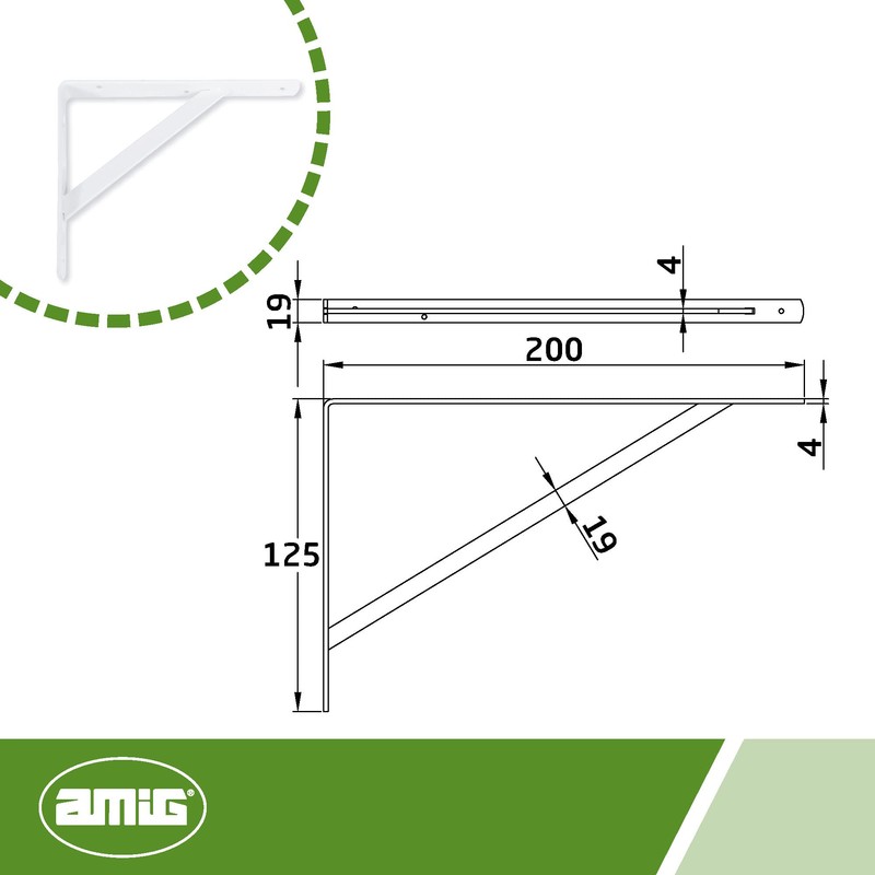 Amig - Shelf Bracket Stainless Steel | Metal Bracket for