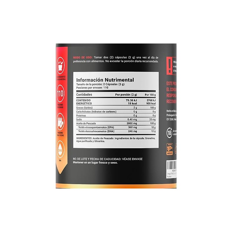 Omega 3 Fish Oil de 220 Cpsulas de 1000 mg.