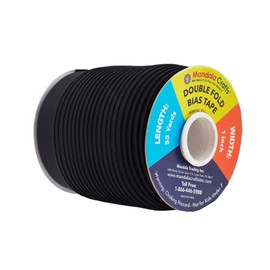 Mandala Crafts Double Fold Bias Tape for Sewing - 55 Yds Black Bias Tape Double Fold 1 Inch Hem Quilt Binding Black Seam Binding Tape - Fabric Piping Bias Binding Tape
