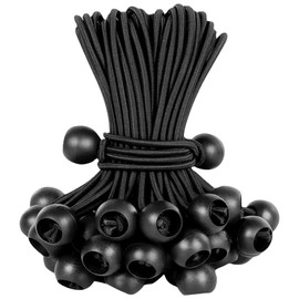 LIHAO Bungee Cord Ball Stop Rubber Black Camping Tent Fixing Rope Tent Accessories Up to 17.7 inches (45 cm) 12 Pack