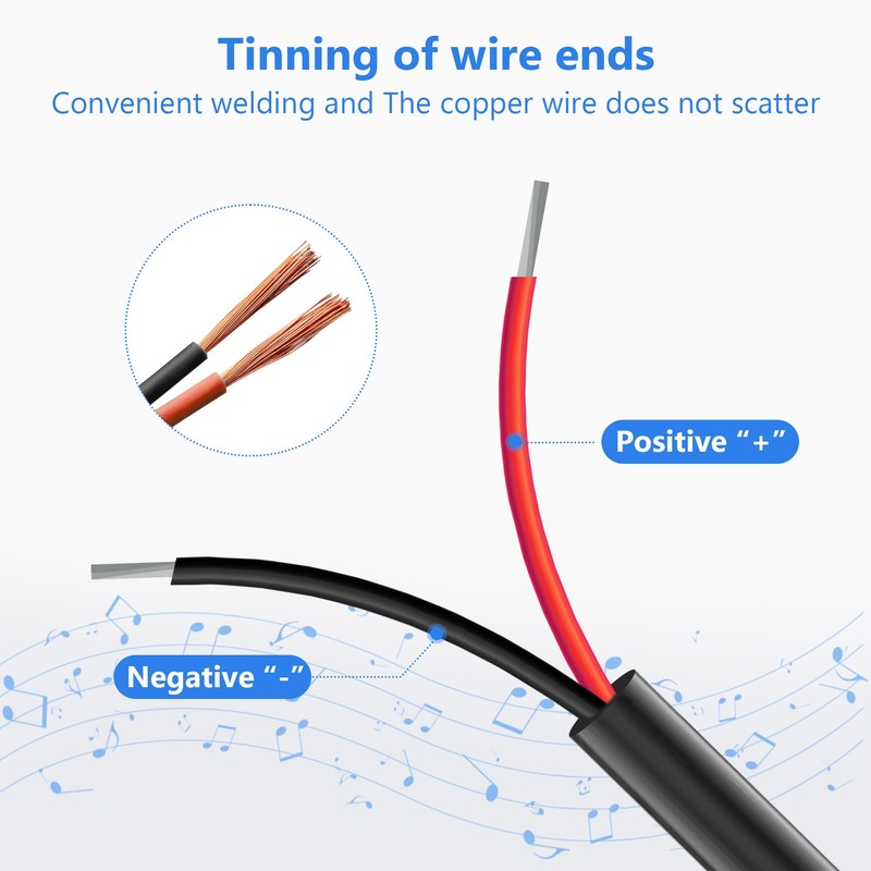 RCA to Bare Wire Speaker Cable (2 Pack 20AWG 10