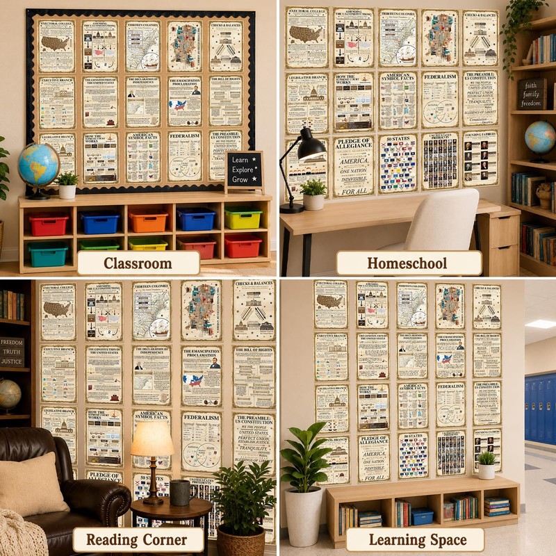 gisgfim 20PCS US History Posters Set US Government and Civics