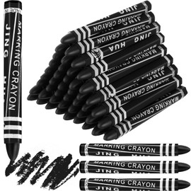 MotiMind 60 Pcs Industrial Lumber Crayons Bulk Wax Tire Marker Construction Marker for Craft Detailed Marking on Lumber Metal Carton Ceramics Concrete Glass Plastic 4.45" x 0.43" (Black)