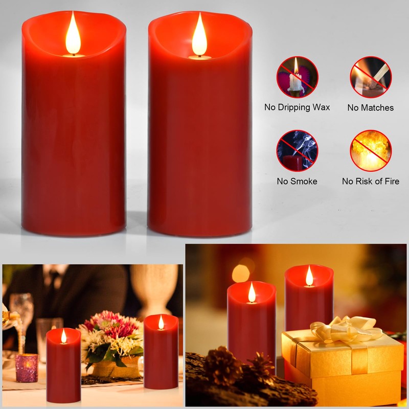 Nancia Flameless Battery Operated Flicking Candles:Remote Control Realistic Wax Pillar