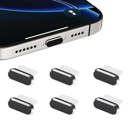 Type C Cap, Dustproof Cover, Charging Port Protection Cover, Durable, Dustproof, Smartphone, Dustproof, Waterproof, Dustproof, Metal, Dustproof, Plug, Black, 6-Piece Set