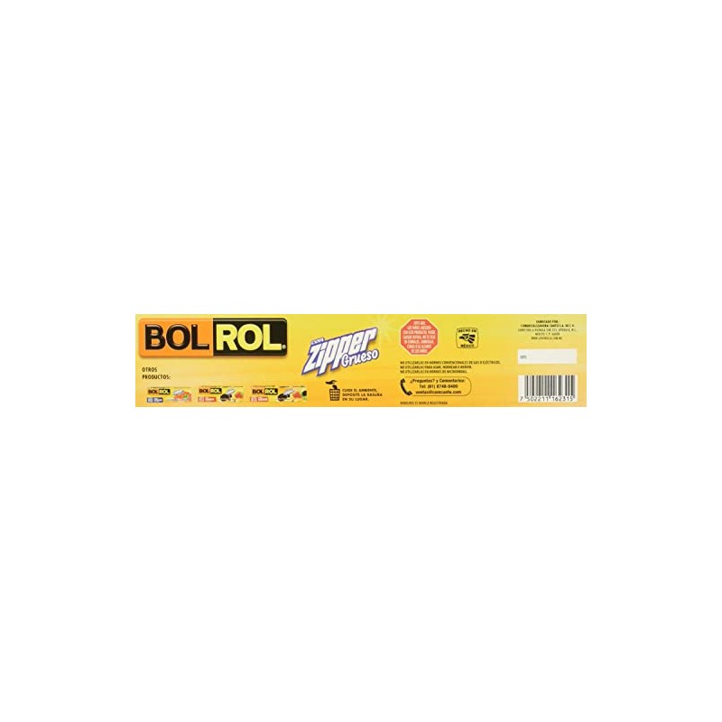 Bol Rol Bolsas Herméticas con Zipper Grueso Congelar, color Transparente,