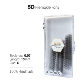 Premade Fans Eyelash Extensions 5D | Volume Lash Extensions Fans | 1000 Handmade Fans Per Tray 0.07 Curl C False Eyelash Extensions Natural Style Clusters Makeup Volume (13mm)