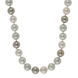 Jewel24 Women's Pearl Necklace Real Silver 925 Sterling Silver with Green Pearls 52 cm Long Necklace, Shell pearls, Pearl